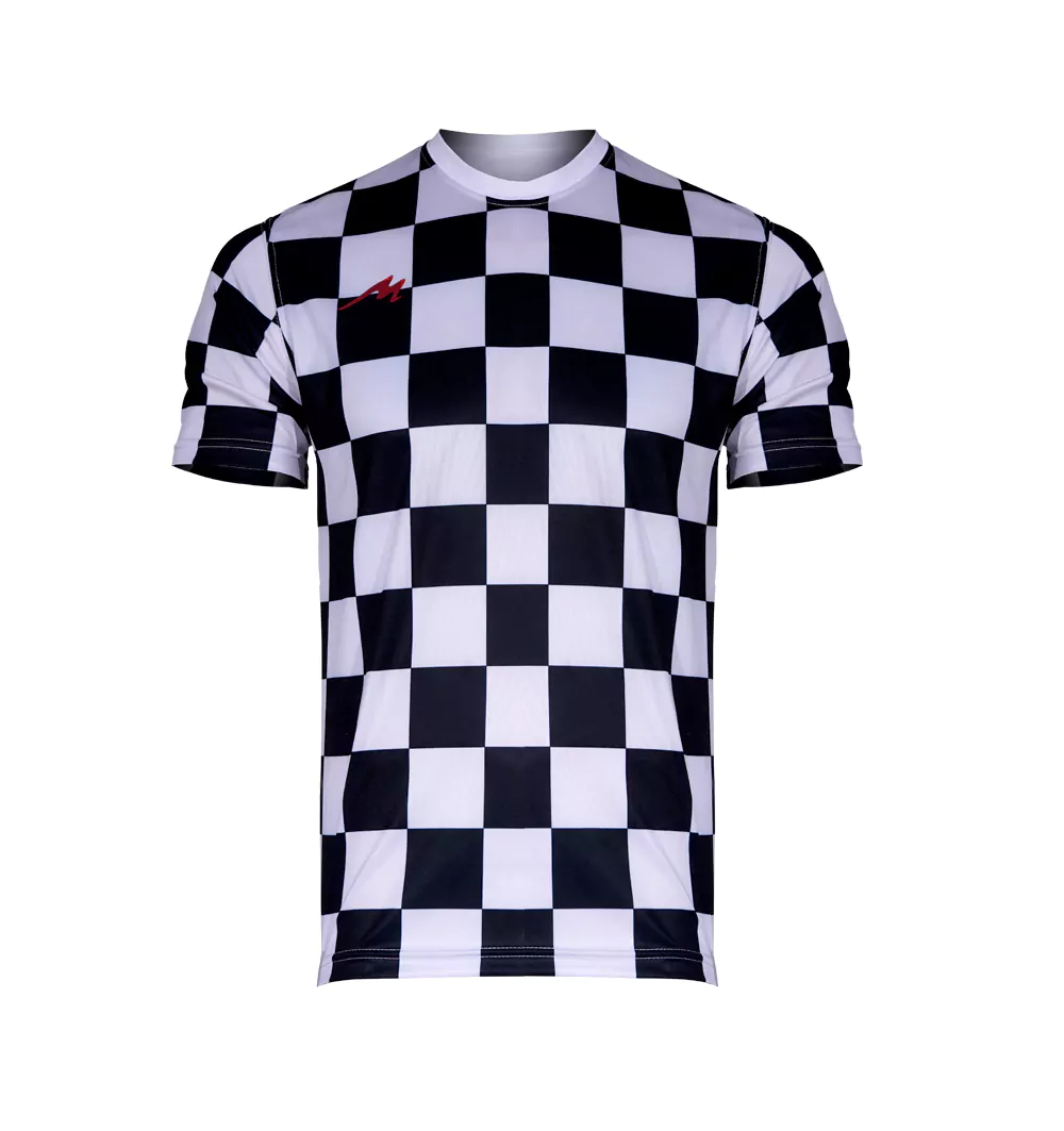 تیشرت مردانه لیزری مدل 2033 شطرنجی سفید مشکی