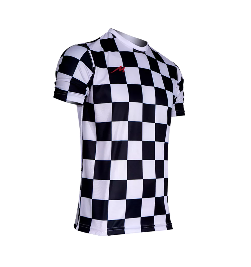 تیشرت مردانه لیزری مدل 2033 شطرنجی سفید مشکی
