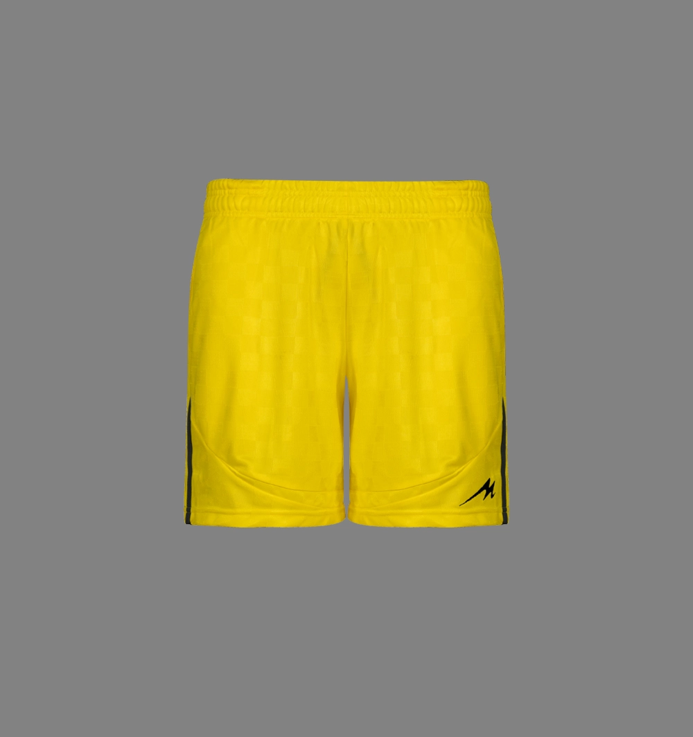 ست پیراهن و شورت آستین کوتاه داوری مدل 058 شطرنجی زرد مدادی