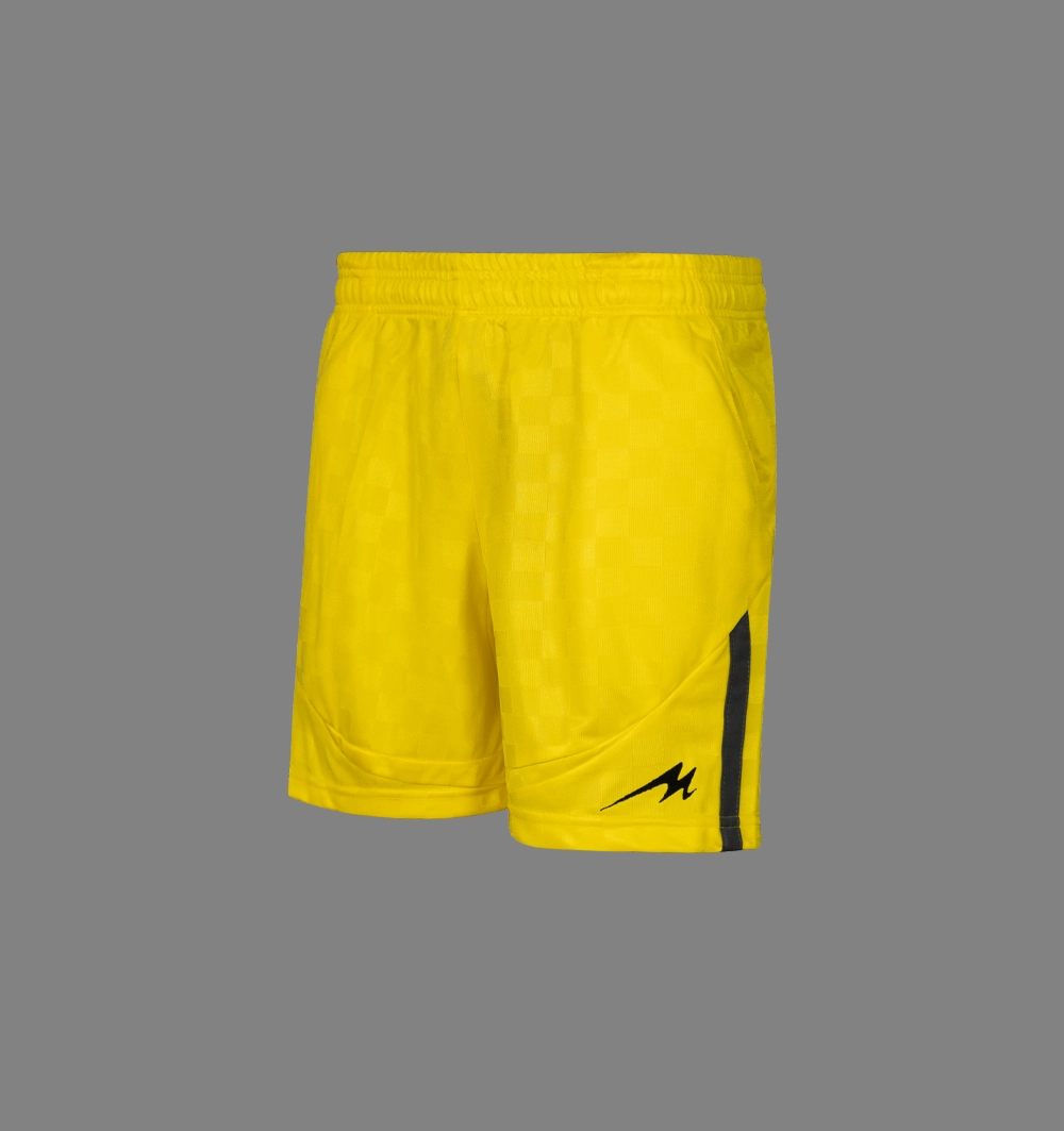 ست پیراهن و شورت آستین کوتاه داوری مدل 058 شطرنجی زرد مدادی