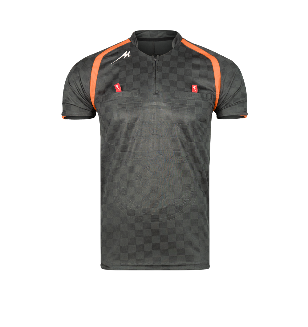 ست پیراهن و شورت آستین کوتاه داوری مدل 058 شطرنجی مدادی نارنجی