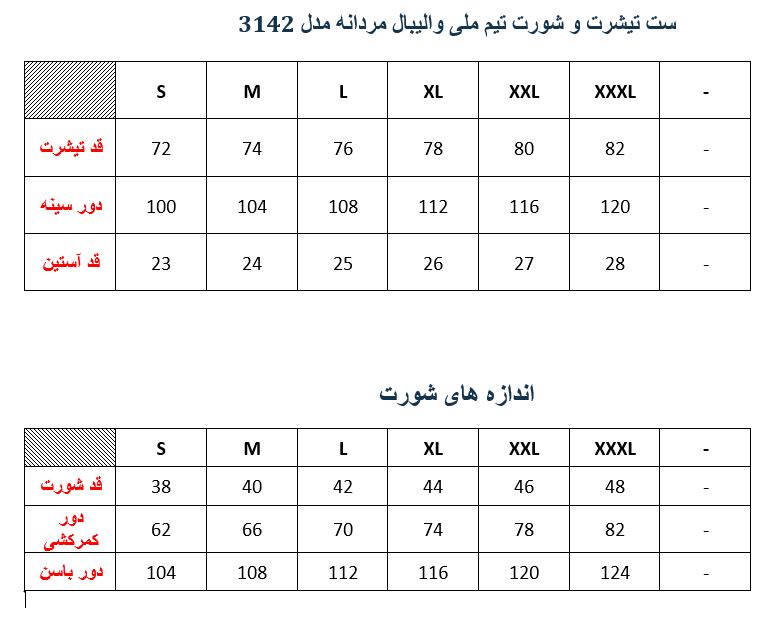 ست تیشرت و شورت تیم ملی والیبال مردانه مدل3142 سفید