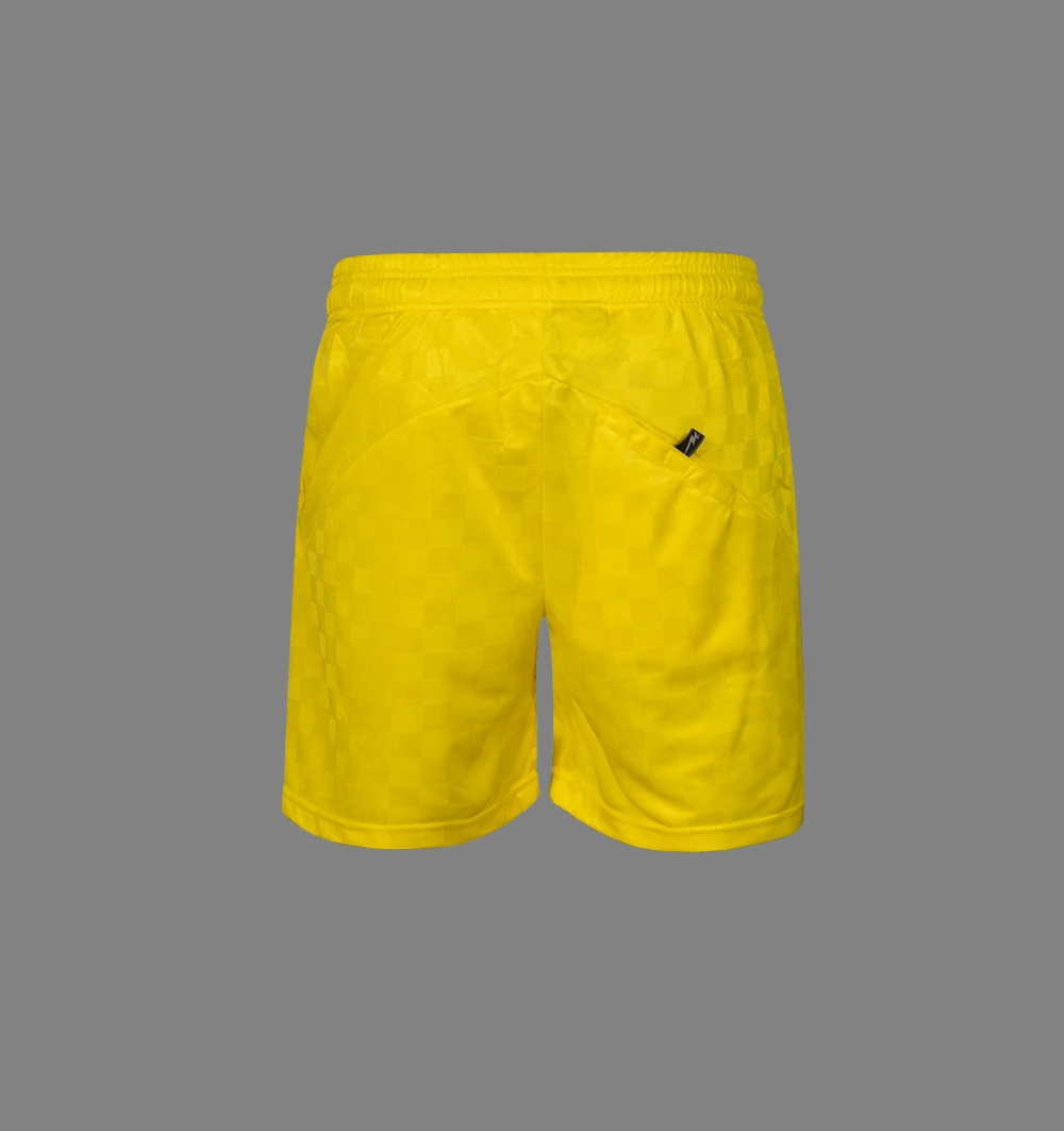 ست پیراهن و شورت آستین کوتاه داوری مدل 058 شطرنجی زرد مدادی